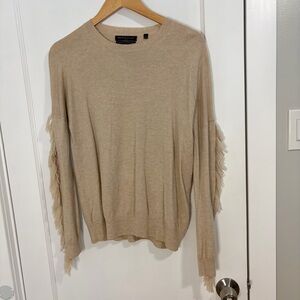 merino wool cashmere blend fringe sweater